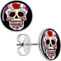 BodyCandy White Sugar Skull Stud Earrings — main product shot