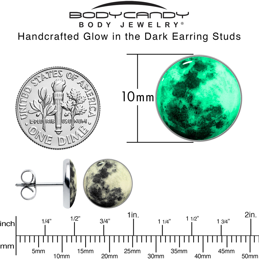 BodyCandy Moon Glow in the Dark Stud Earrings — in-use photo