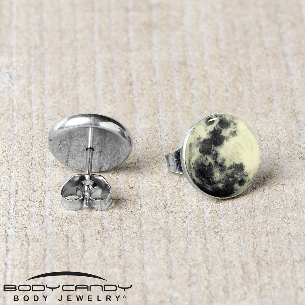 BodyCandy Moon Glow in the Dark Stud Earrings — color detail