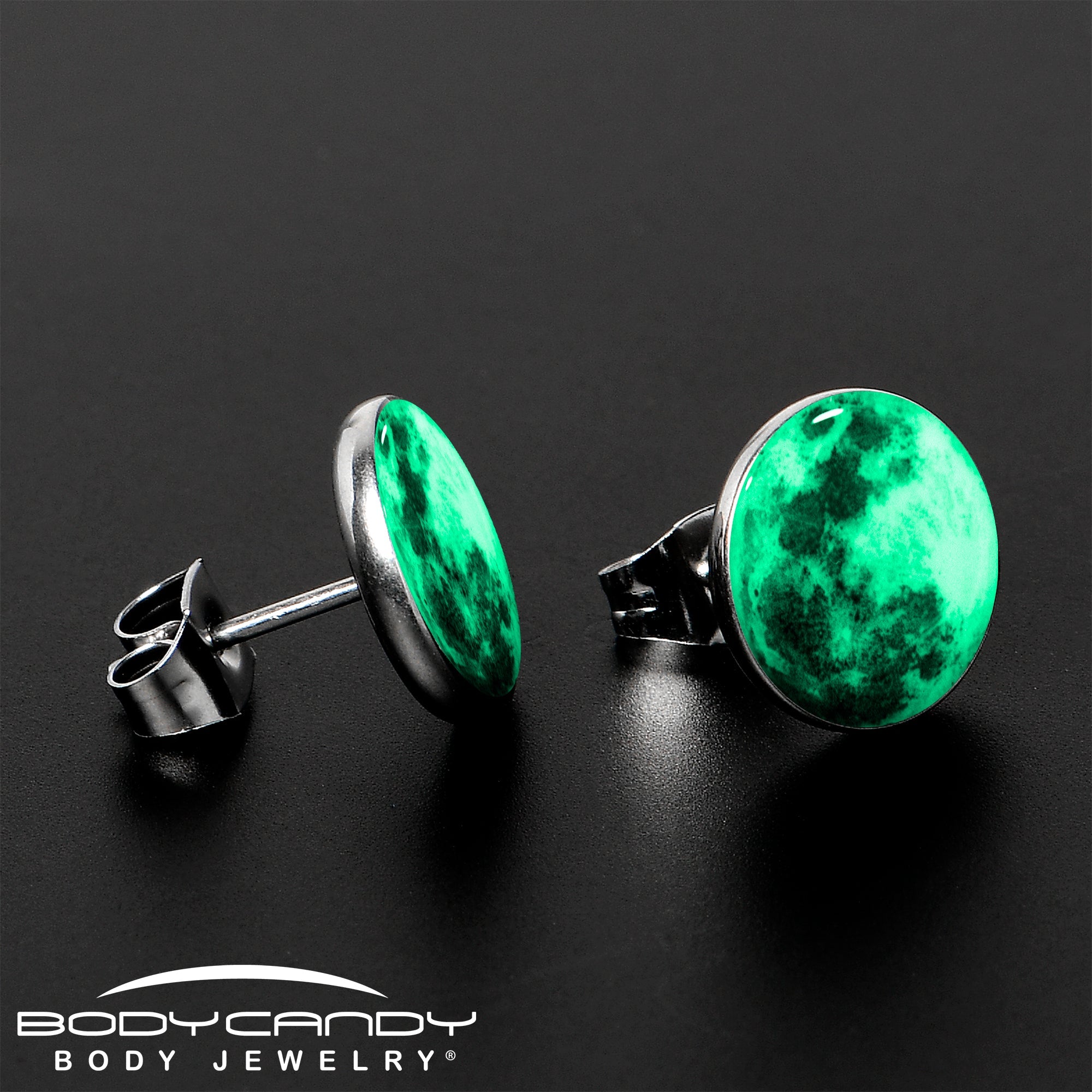 BodyCandy Moon Glow in the Dark Stud Earrings — alternative angle