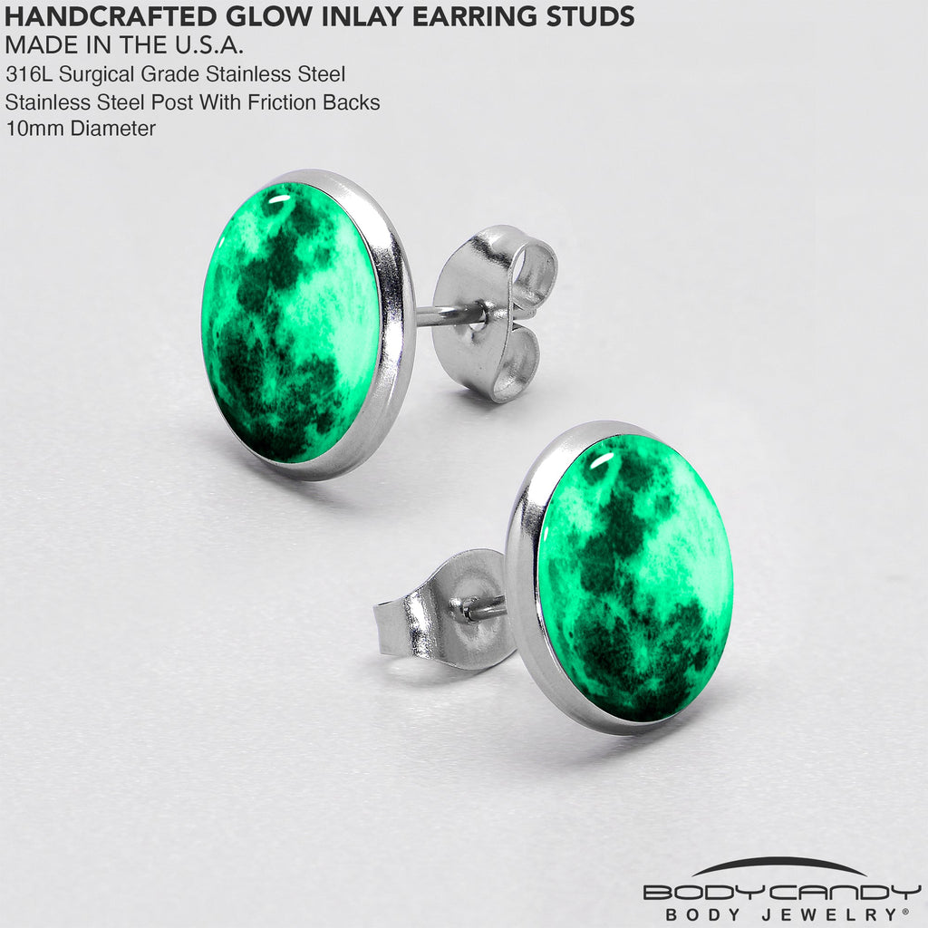 BodyCandy Moon Glow in the Dark Stud Earrings — lifestyle context