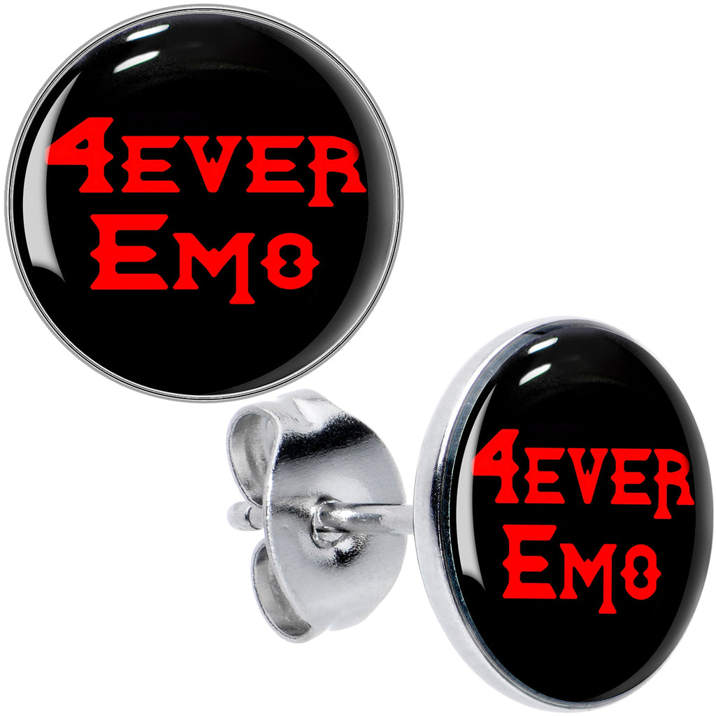 BodyCandy Black Red 4 Ever Emo Stud Earrings by Onyx O — main product shot