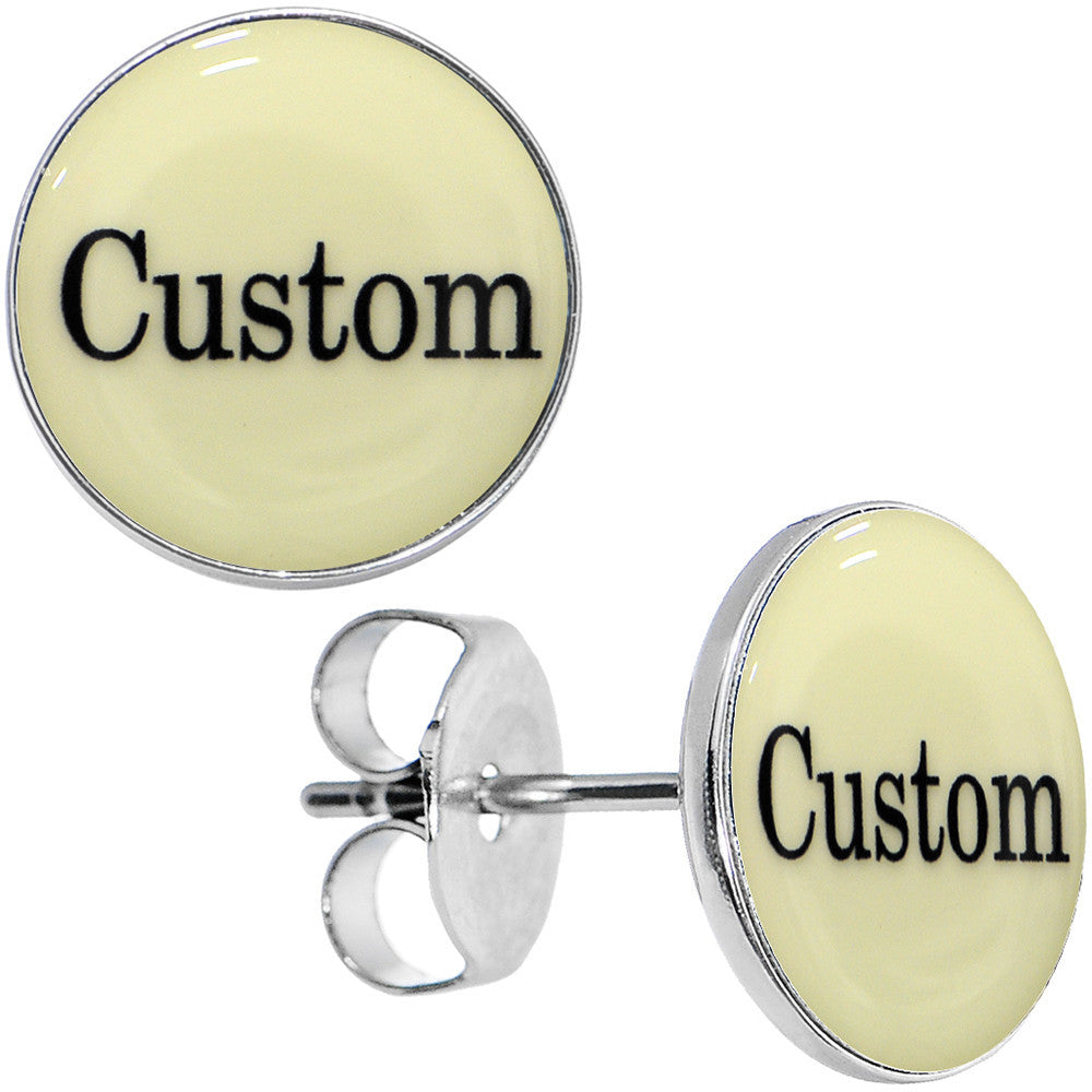 BodyCandy Custom Personalized Glow in the Dark Stud Earrings — side view