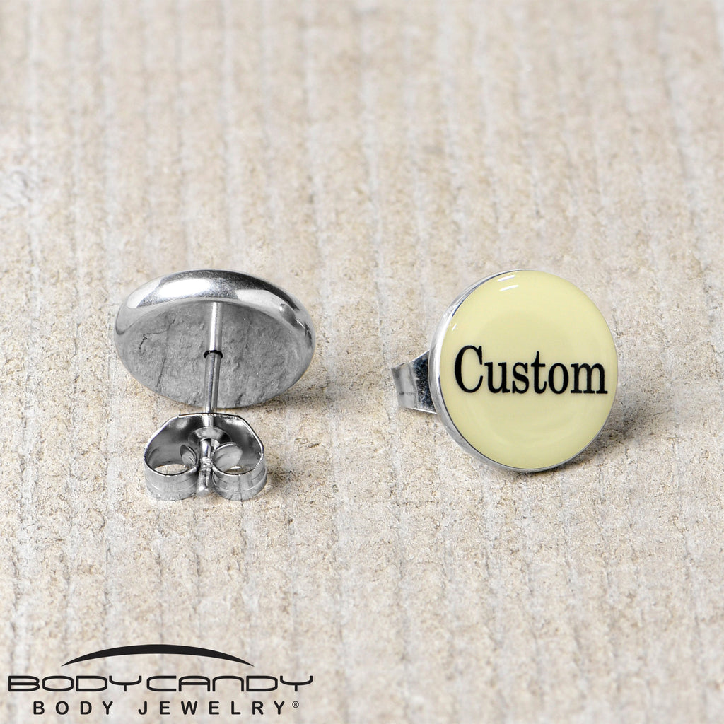 BodyCandy Custom Personalized Glow in the Dark Stud Earrings — comparison shot