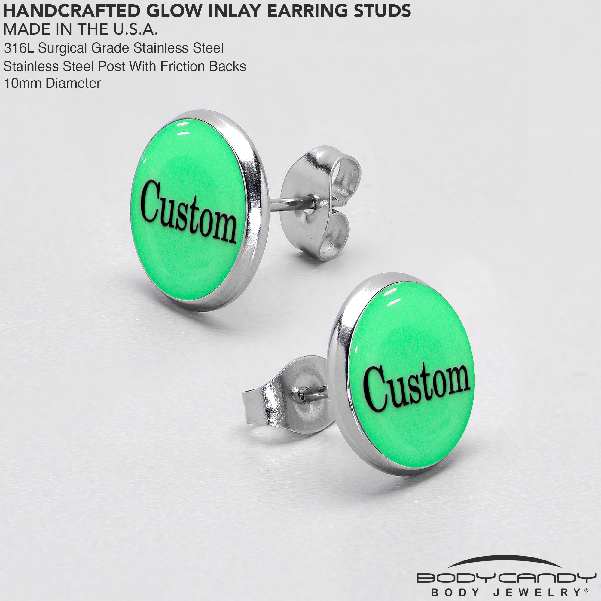 BodyCandy Custom Personalized Glow in the Dark Stud Earrings — packaging