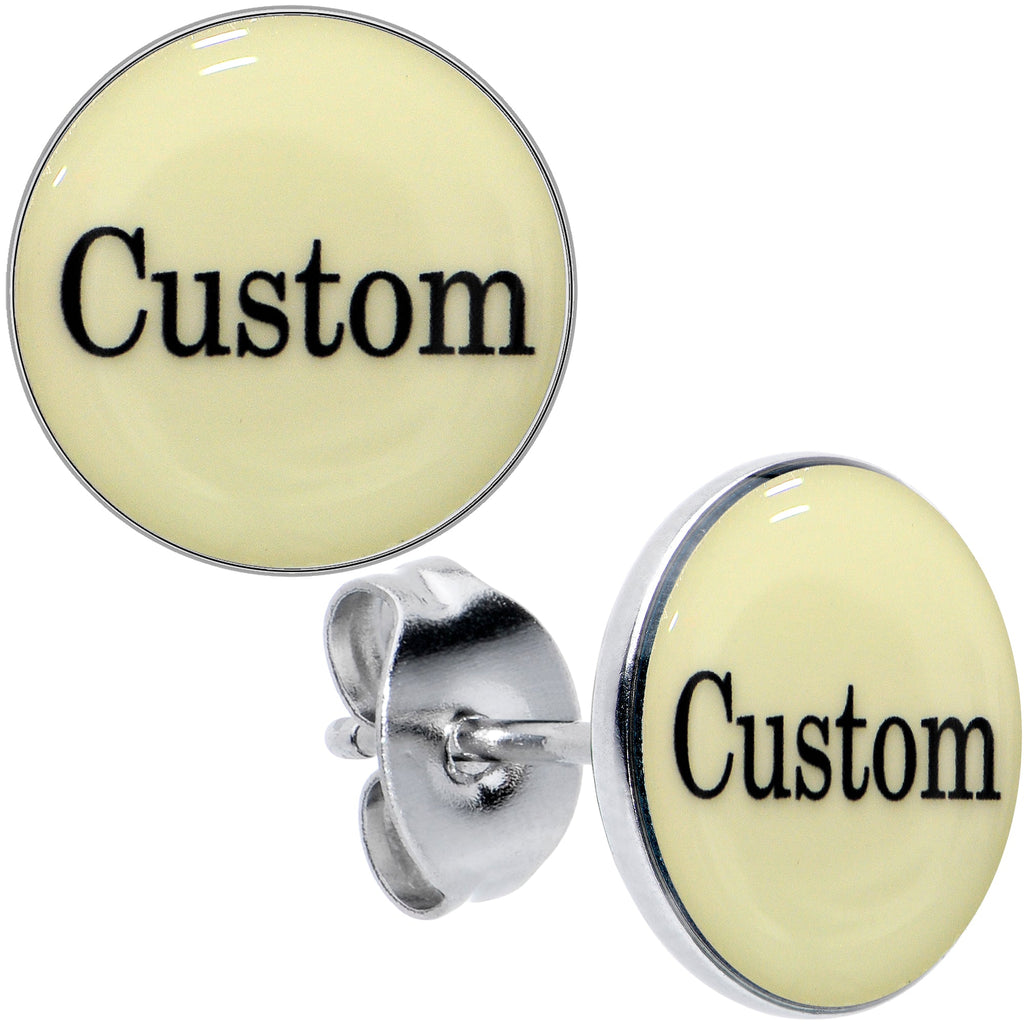 BodyCandy Custom Personalized Glow in the Dark Stud Earrings — fabric or material detail