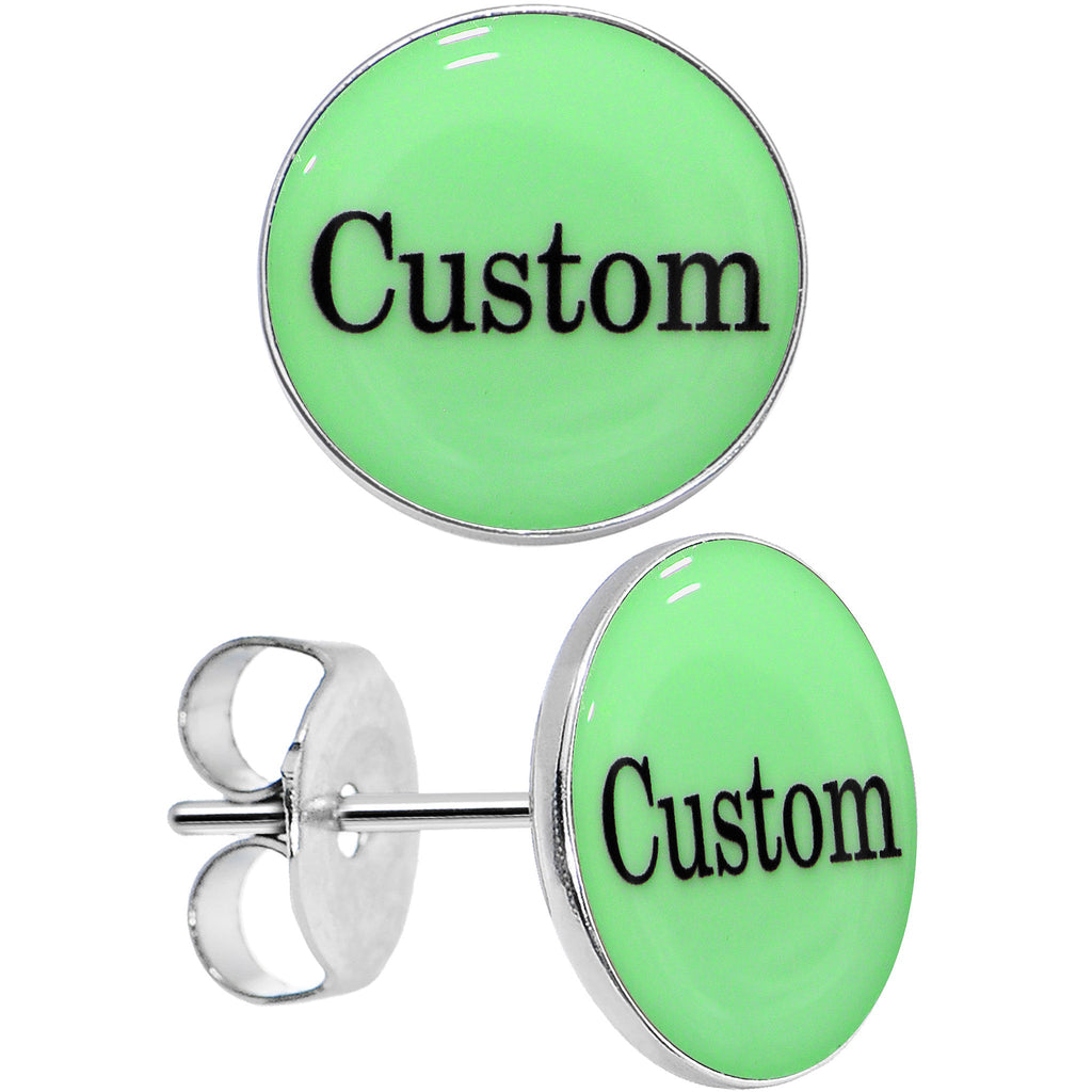 BodyCandy Custom Personalized Glow in the Dark Stud Earrings — in-use photo