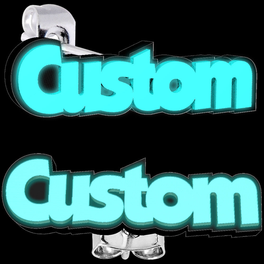 BodyCandy Custom Glow in the Dark Text Personalized Message Stud Earrings — main product shot