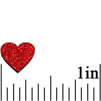 BodyCandy Ruby Red Glitter Heart Stud Earrings — size reference