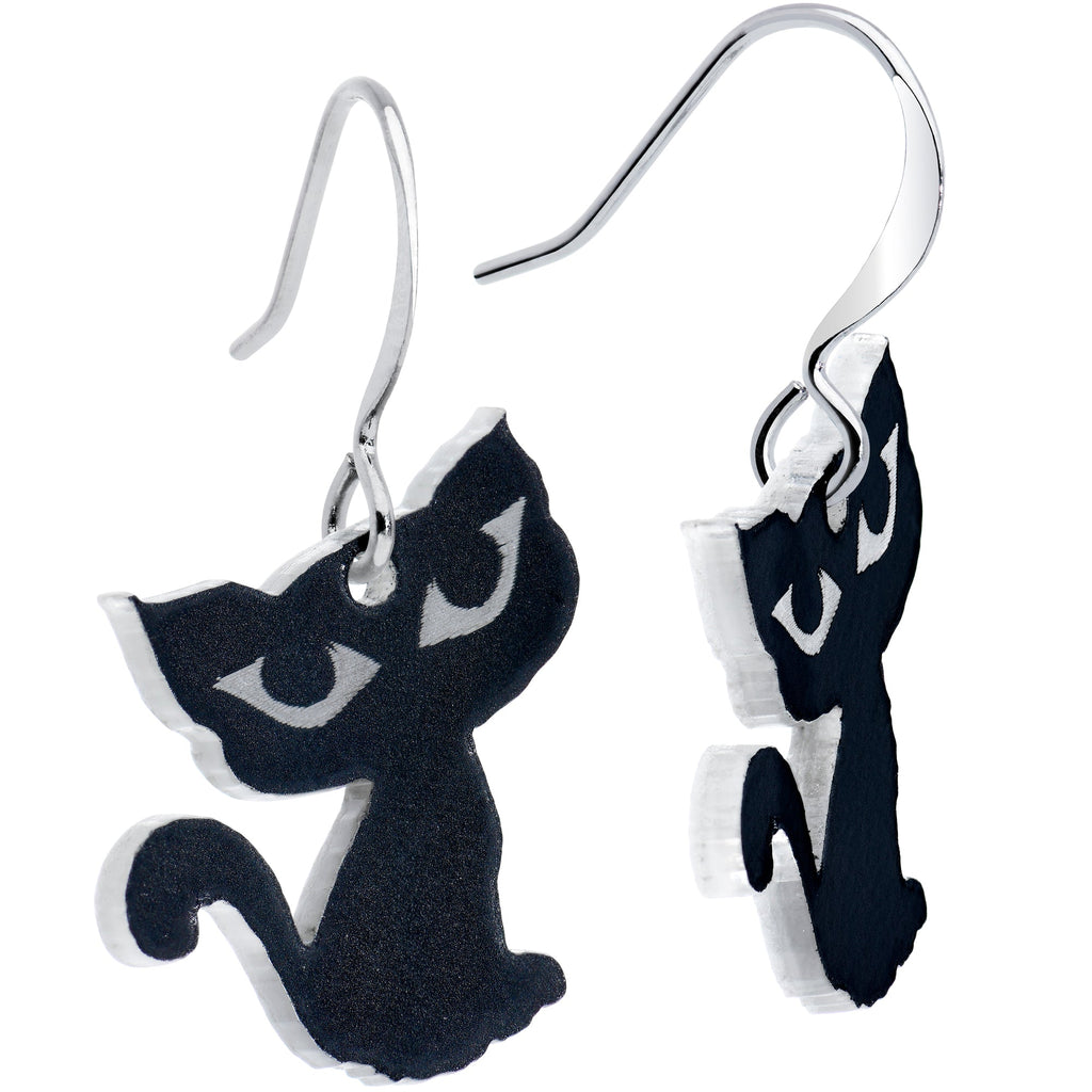 BodyCandy Black Cat Glow in the Dark Fishhook Dangle Earrings — lifestyle context