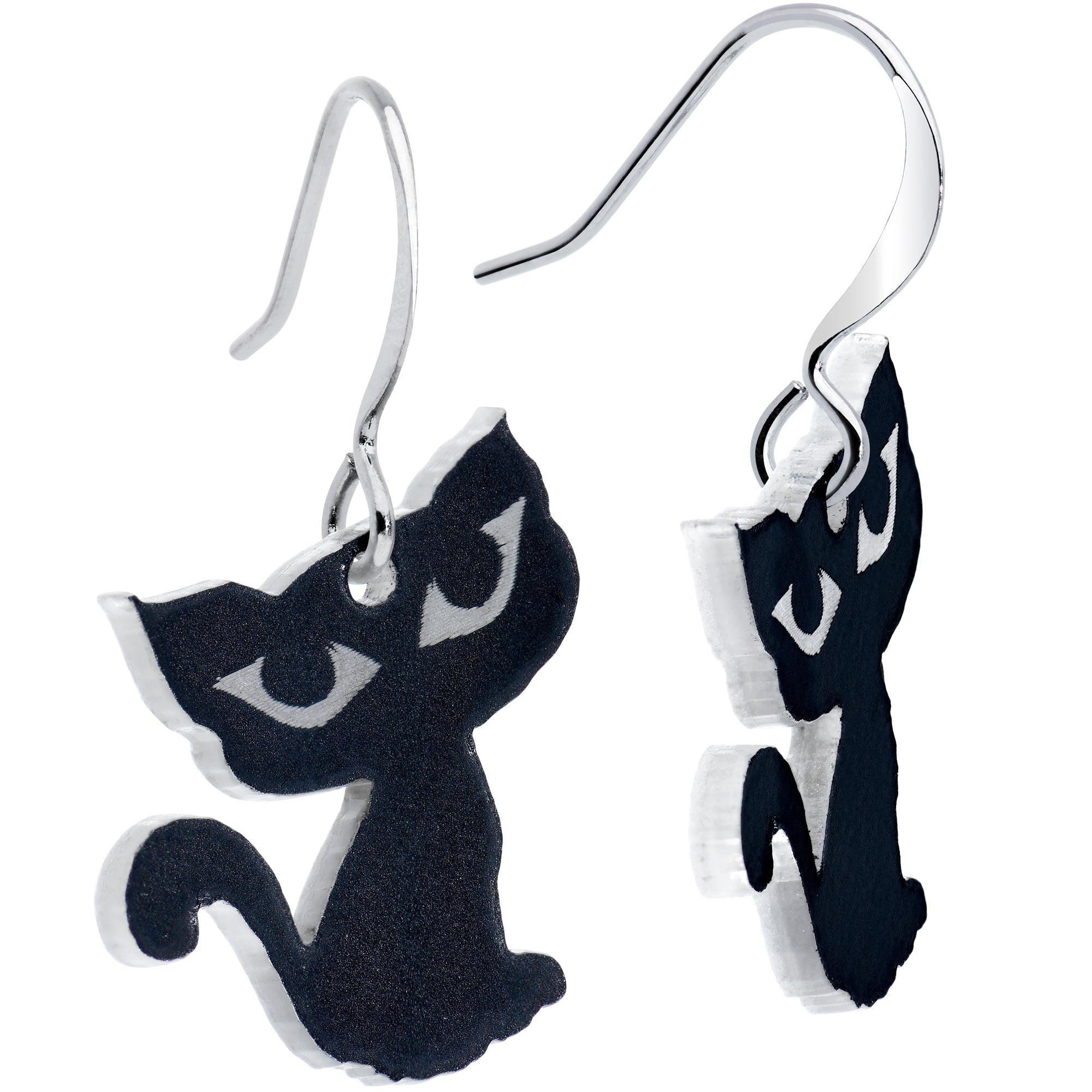 BodyCandy Black Cat Glow in the Dark Fishhook Dangle Earrings — lifestyle context