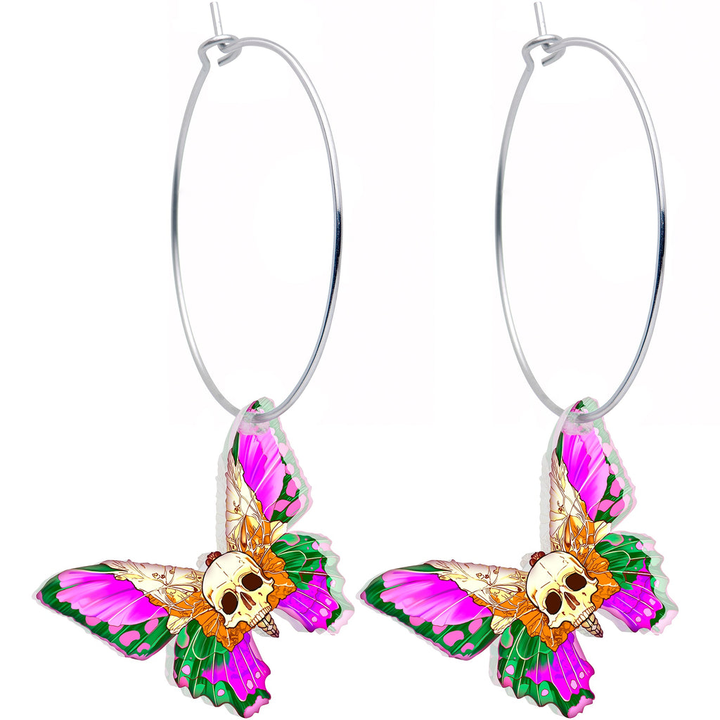 BodyCandy Butterfly Skull Hoop Earrings by Onyx O — main product shot