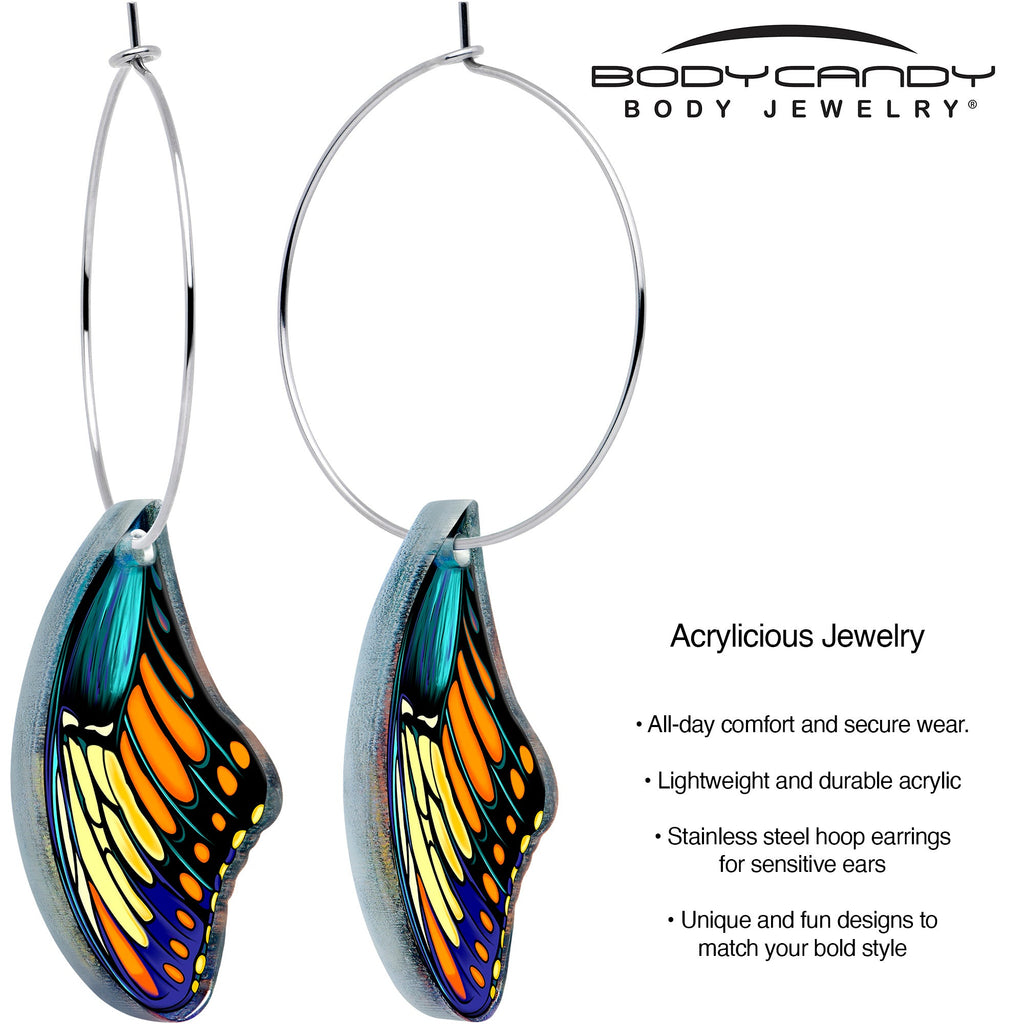 BodyCandy Butterfly Wing Hoop Earrings by Onyx O — detail close-up