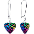 BodyCandy Acrylicious Rainbow Cheetah Print Heart Dangle Earrings by Onyx O — main product shot