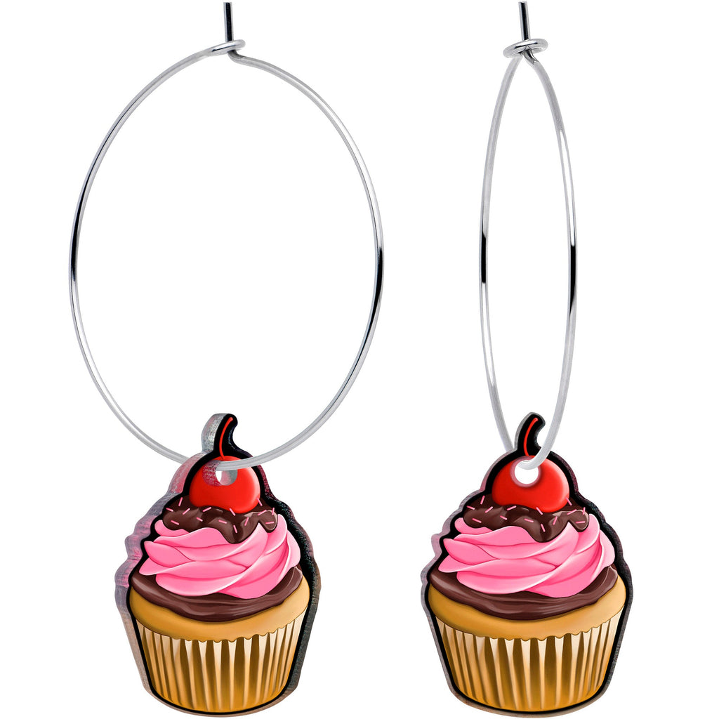 BodyCandy Valentine Cupcake Hoop Earrings by Onyx O — main product shot