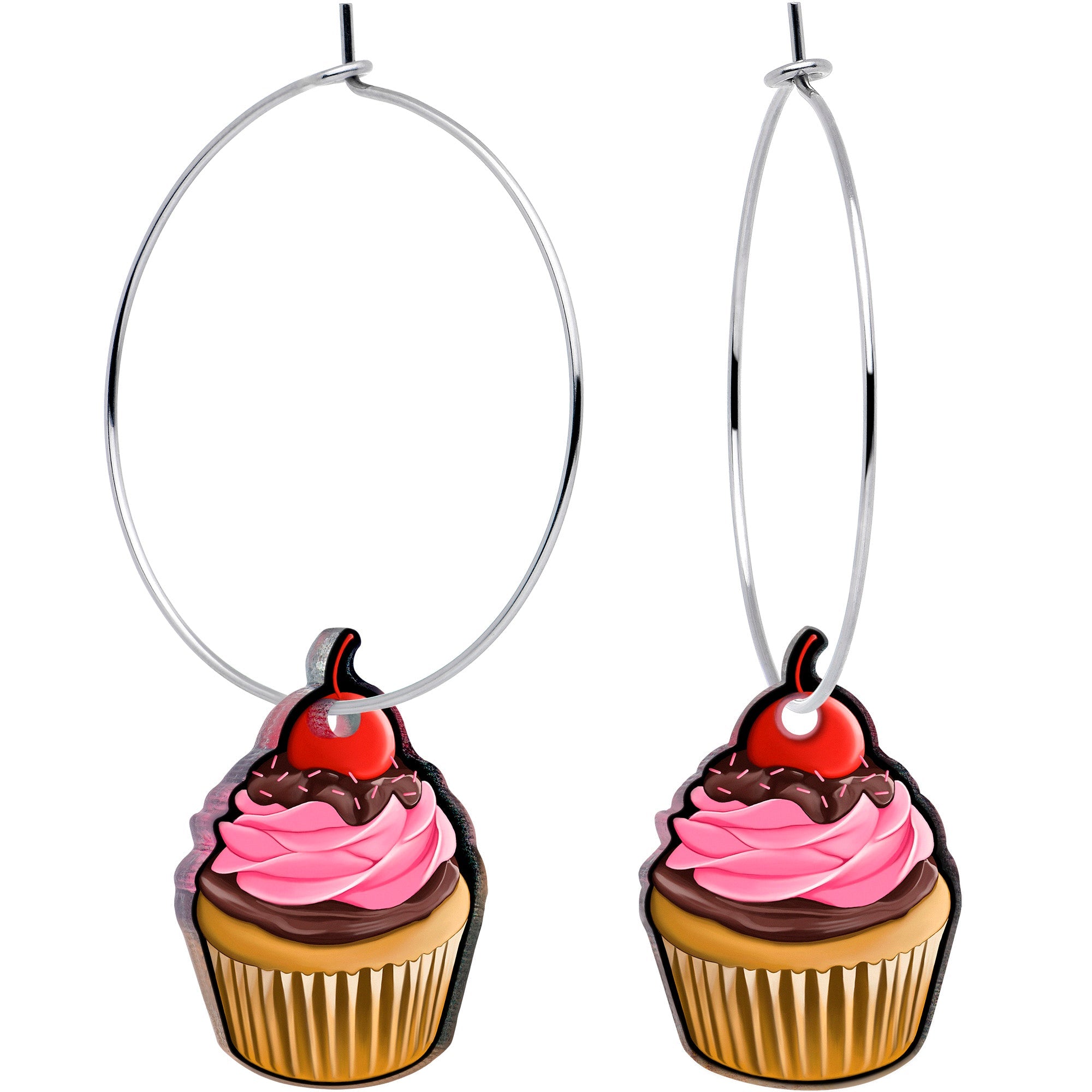 BodyCandy Valentine Cupcake Hoop Earrings by Onyx O — main product shot