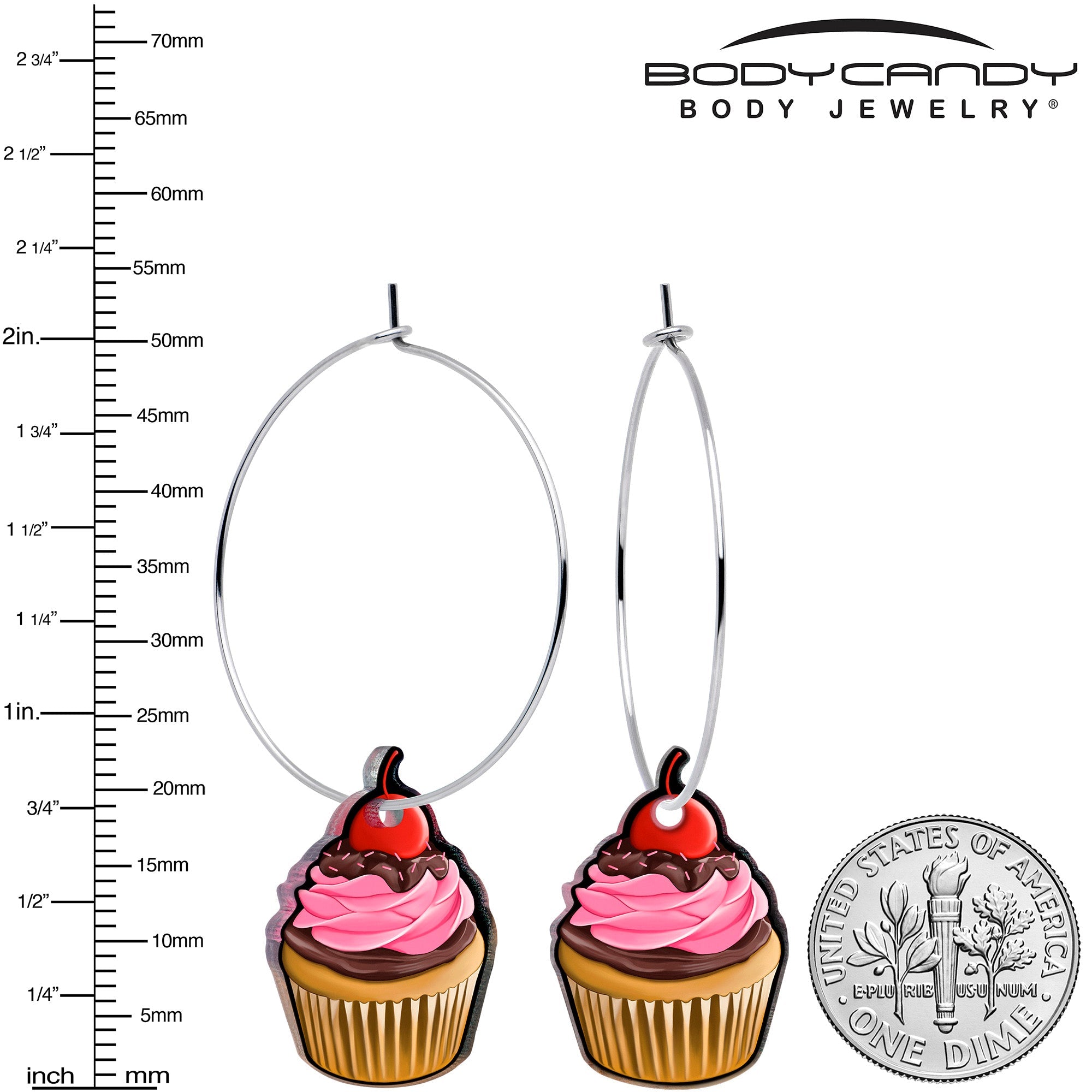 BodyCandy Valentine Cupcake Hoop Earrings by Onyx O — lifestyle context