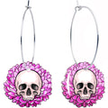 BodyCandy Blooming Pink Flower Skull Hoop Earrings by Onyx O — main product shot