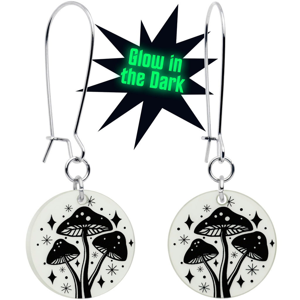 BodyCandy Glow in the Dark Mystic Mushroom Dangle Earrings by Onyx O — main product shot