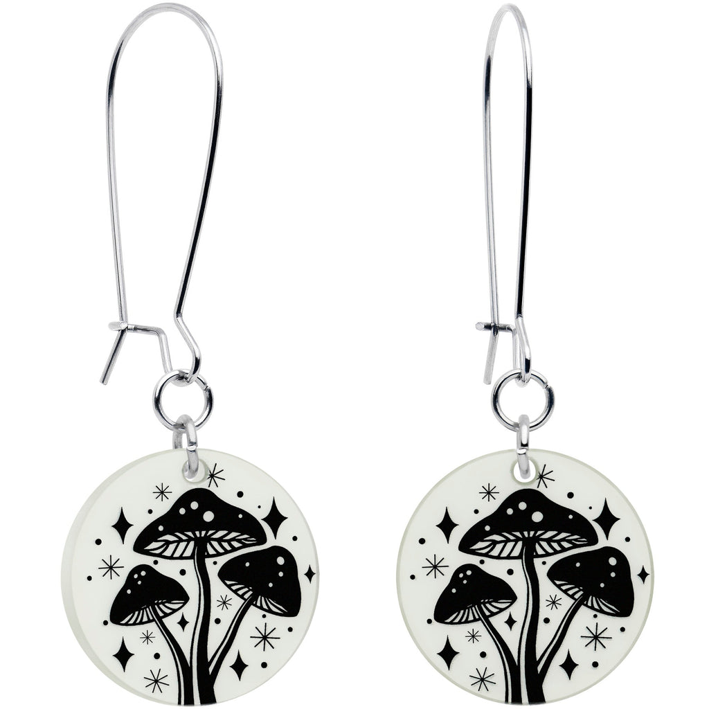 BodyCandy Glow in the Dark Mystic Mushroom Dangle Earrings by Onyx O — side view