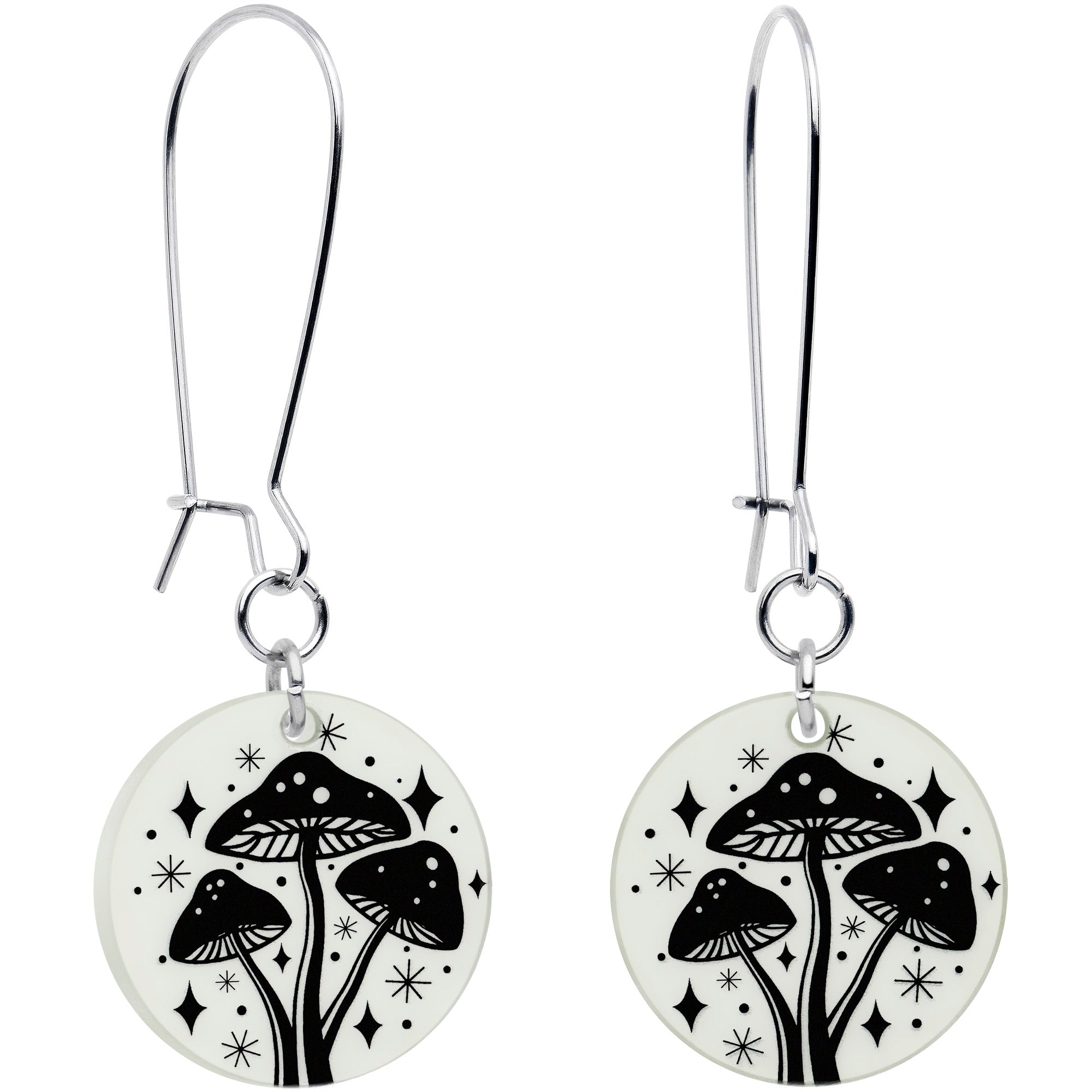 BodyCandy Glow in the Dark Mystic Mushroom Dangle Earrings by Onyx O — side view