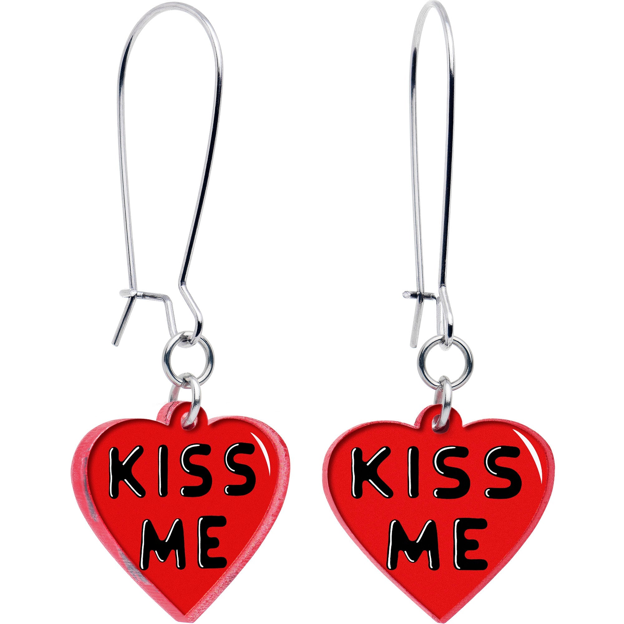 BodyCandy Kiss Me Heart Dangle Earrings by Onyx O — main product shot