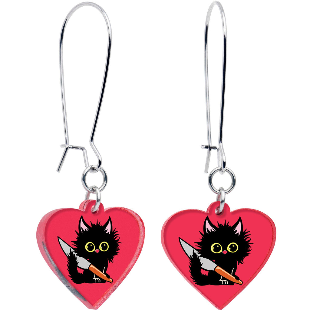 BodyCandy Heart Staby Cat Dangle Earrings by Onyx O — main product shot