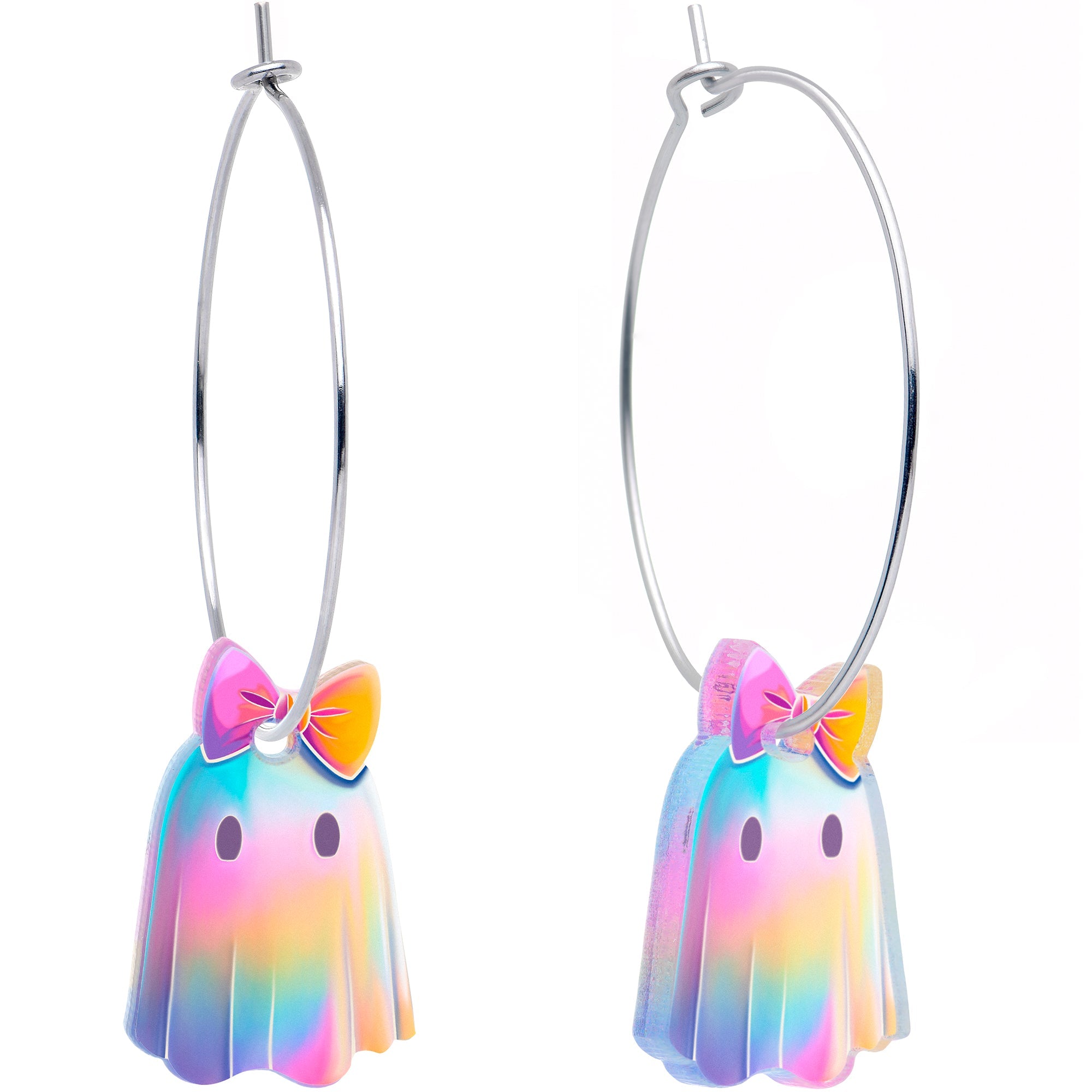 BodyCandy Iridescent Ghost Girl Hoop Earrings by Onyx O — main product shot