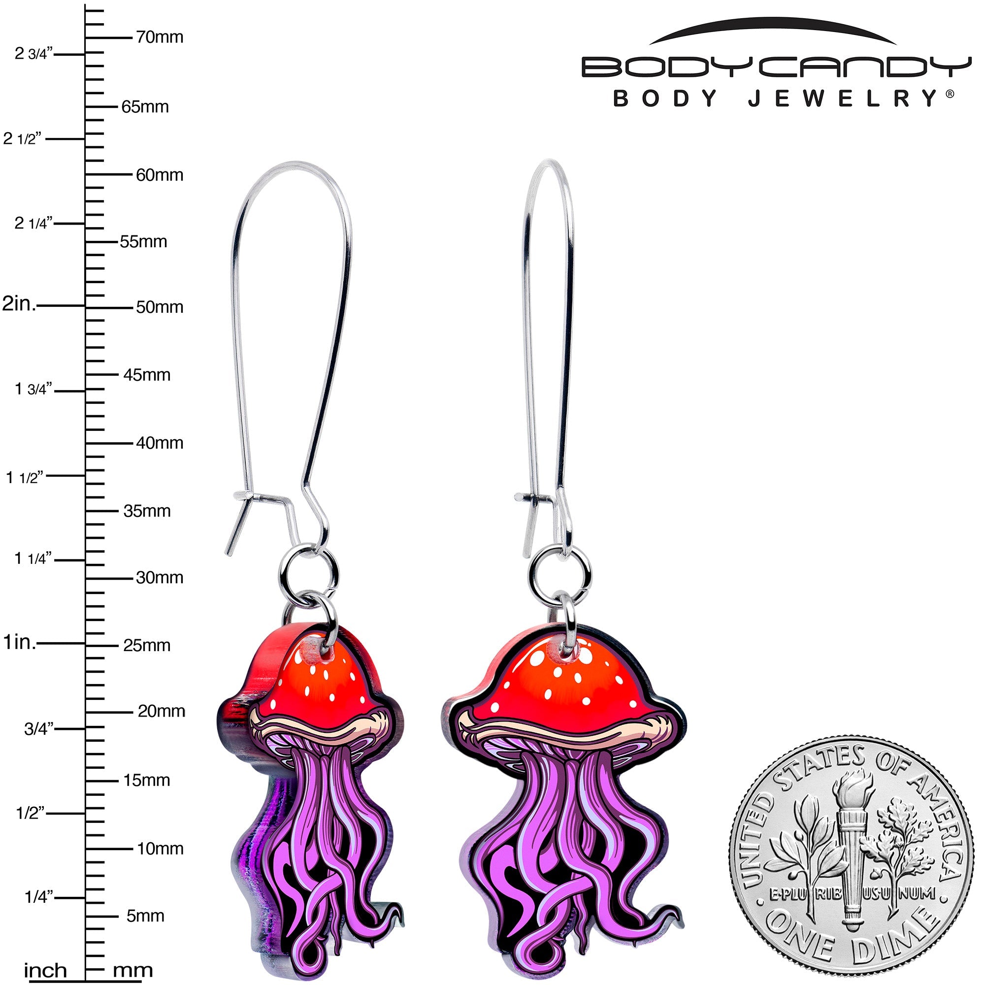 BodyCandy Mushroom Jellyfish Dangle Earrings by Onyx O — lifestyle context