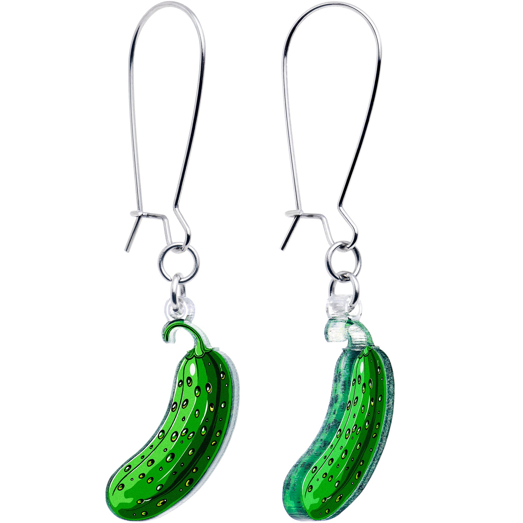 BodyCandy Acrylicious Funky Green Pickle Earrings by Onyx O — main product shot