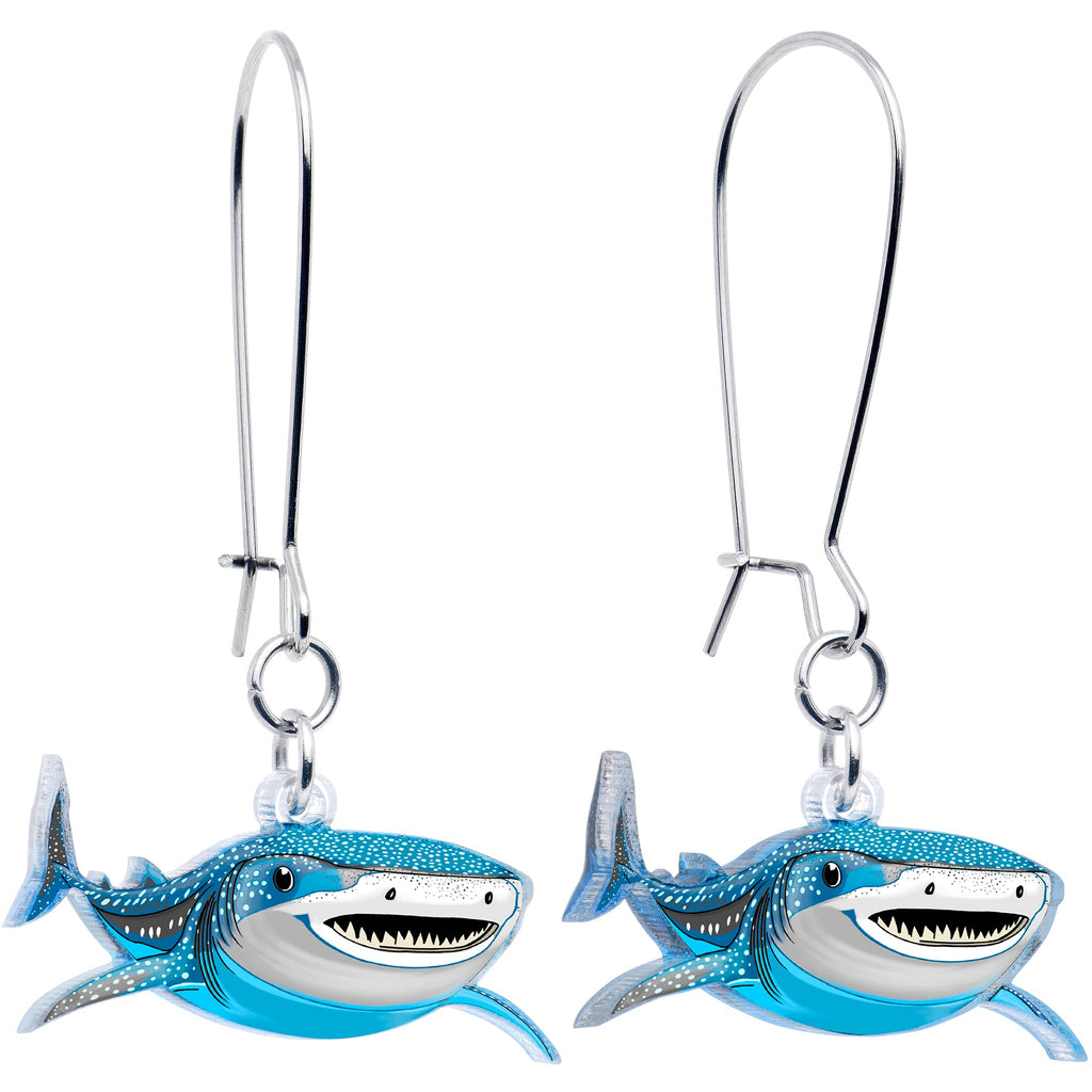 BodyCandy Acrylicious Attack Swimming Shark Dangle  Earrings by Onyx O — main product shot