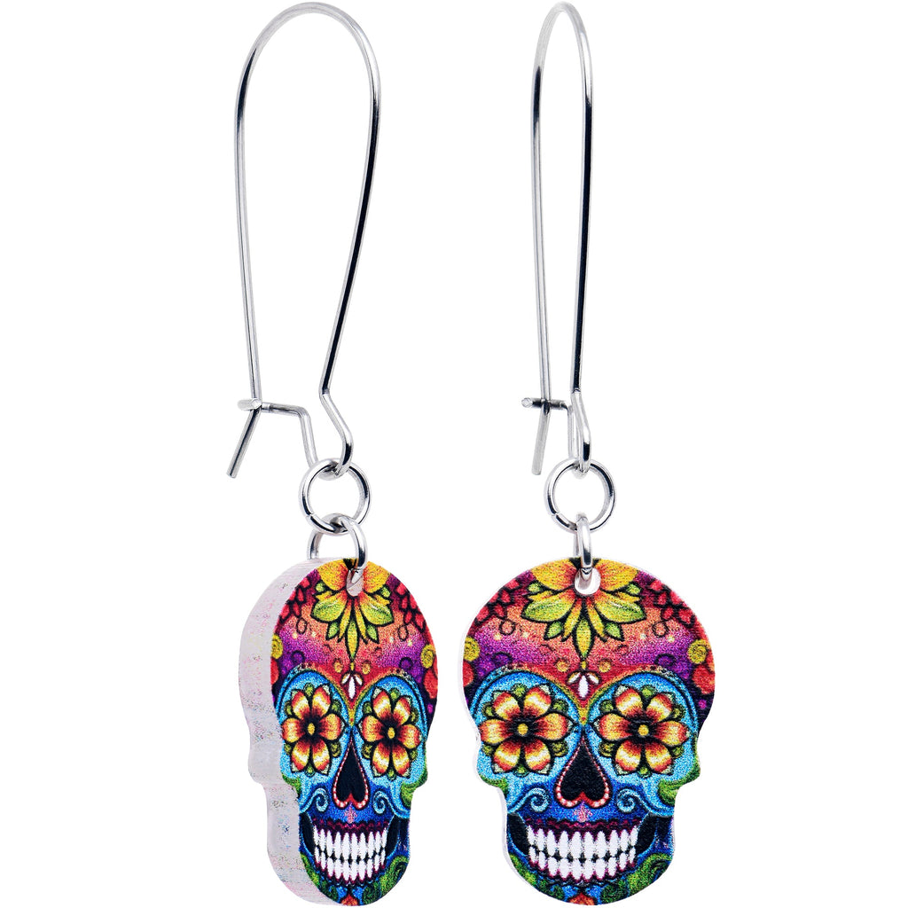 BodyCandy Acrylicious Sugar Skull Double Sided Reversible Skull Earrings — lifestyle context
