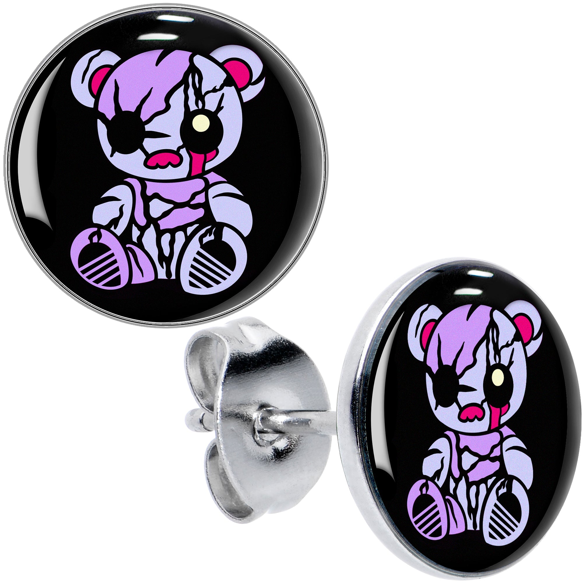 BodyCandy Attitude Teddy Bear Stud Earrings by Onyx O — main product shot