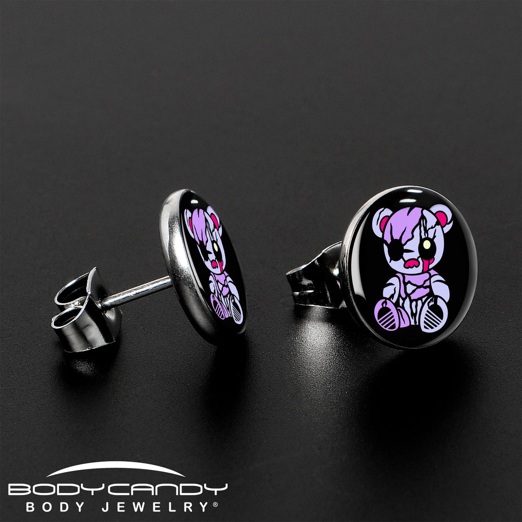 BodyCandy Attitude Teddy Bear Stud Earrings by Onyx O — lifestyle context