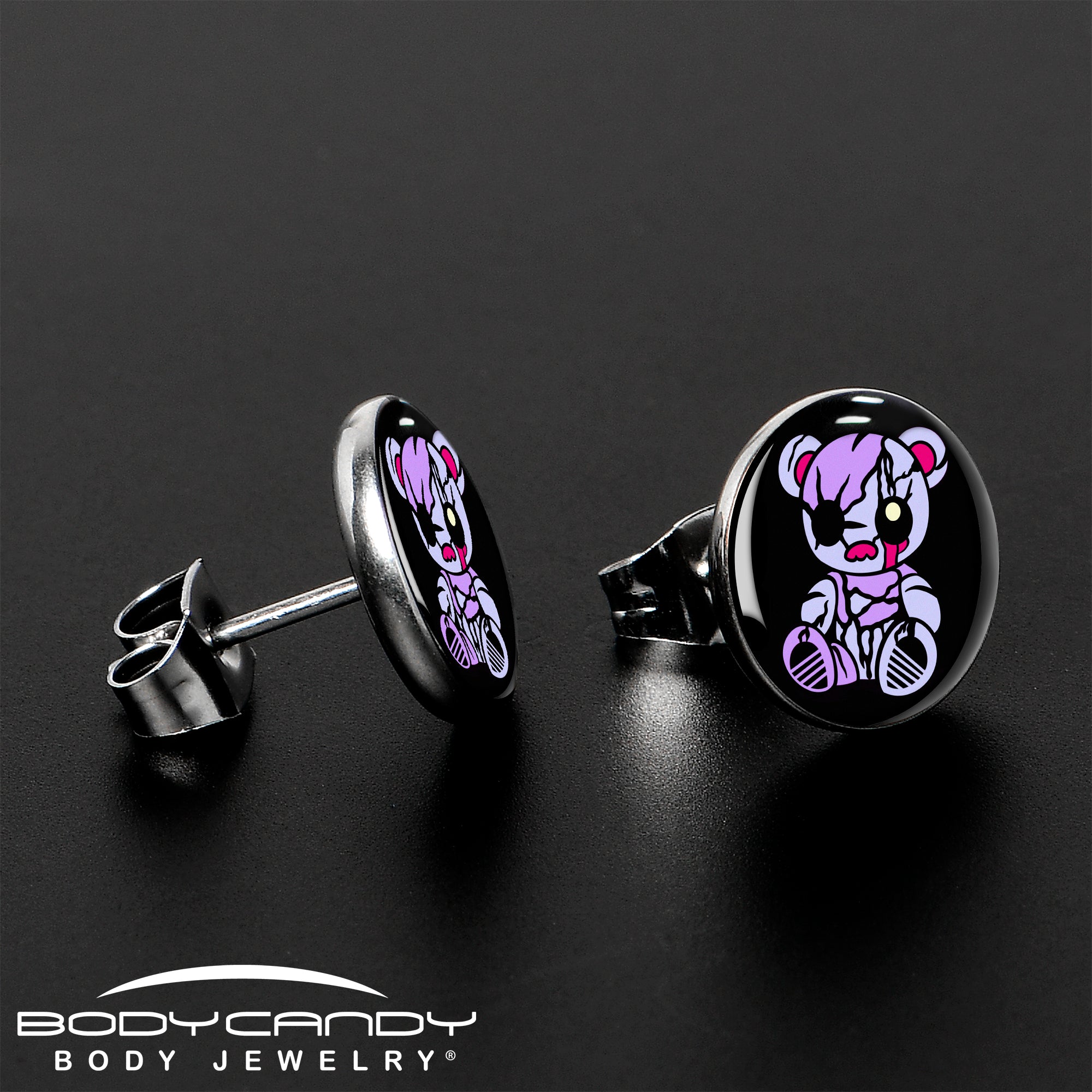 BodyCandy Attitude Teddy Bear Stud Earrings by Onyx O — lifestyle context
