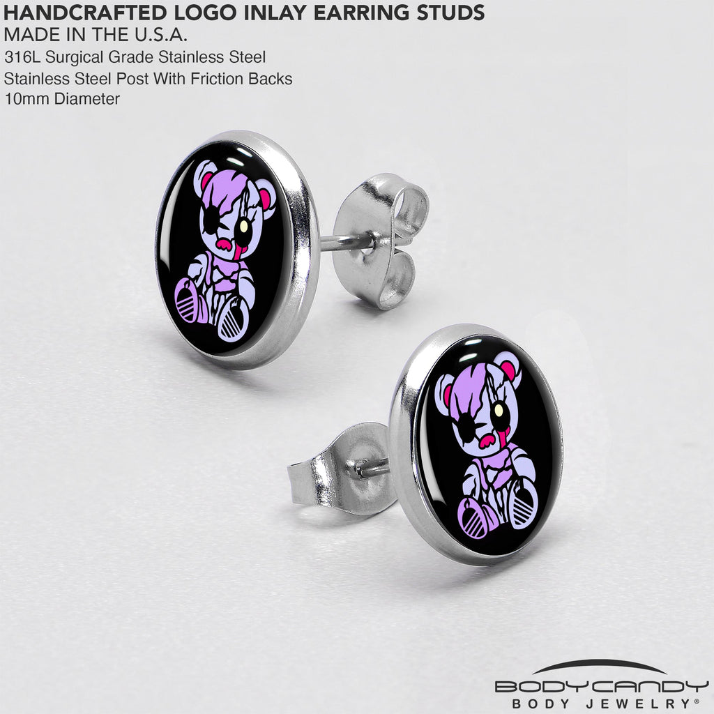 BodyCandy Attitude Teddy Bear Stud Earrings by Onyx O — in-use photo