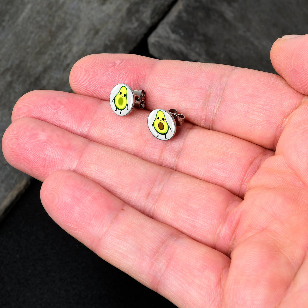 BodyCandy Avocado Oh Both Sides Stud Earrings by Onyx O — detail close-up