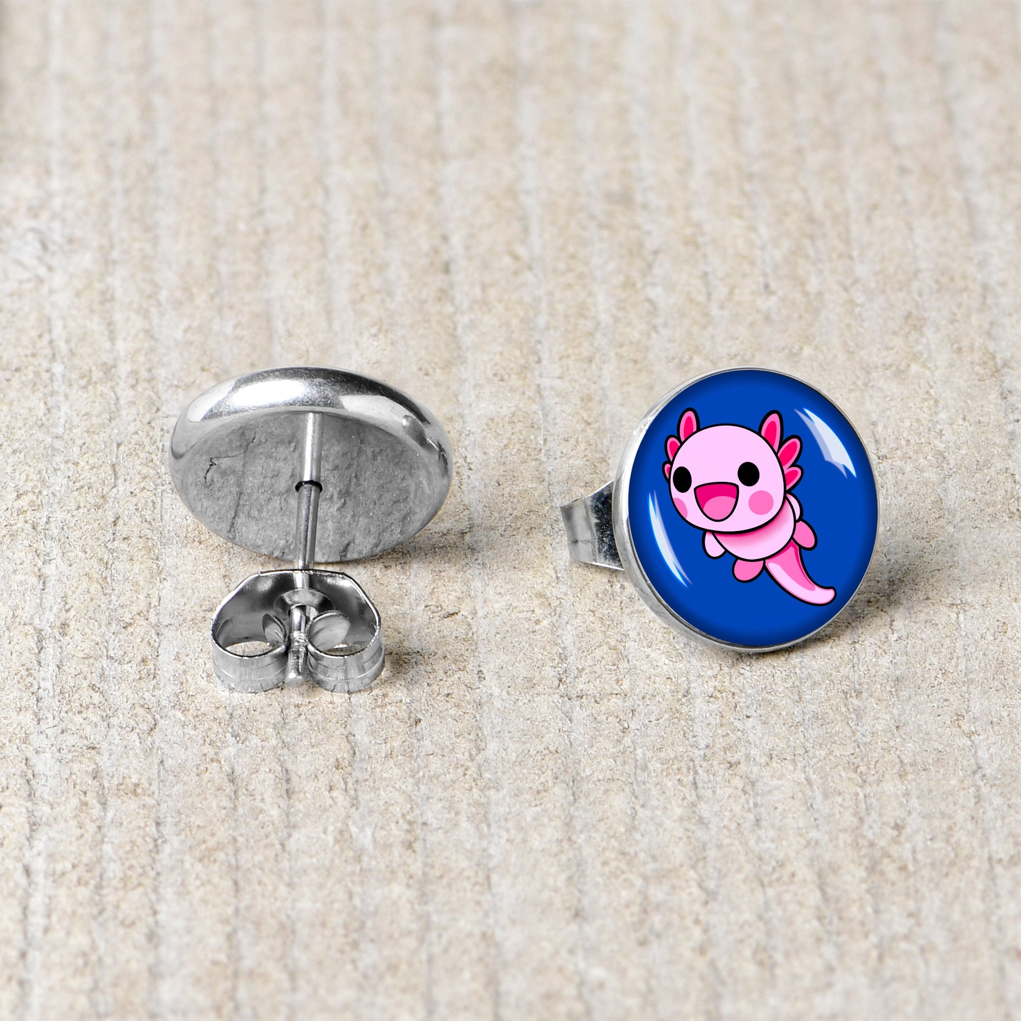BodyCandy Adorable Axolotl Stud Earrings by Onyx O — back view