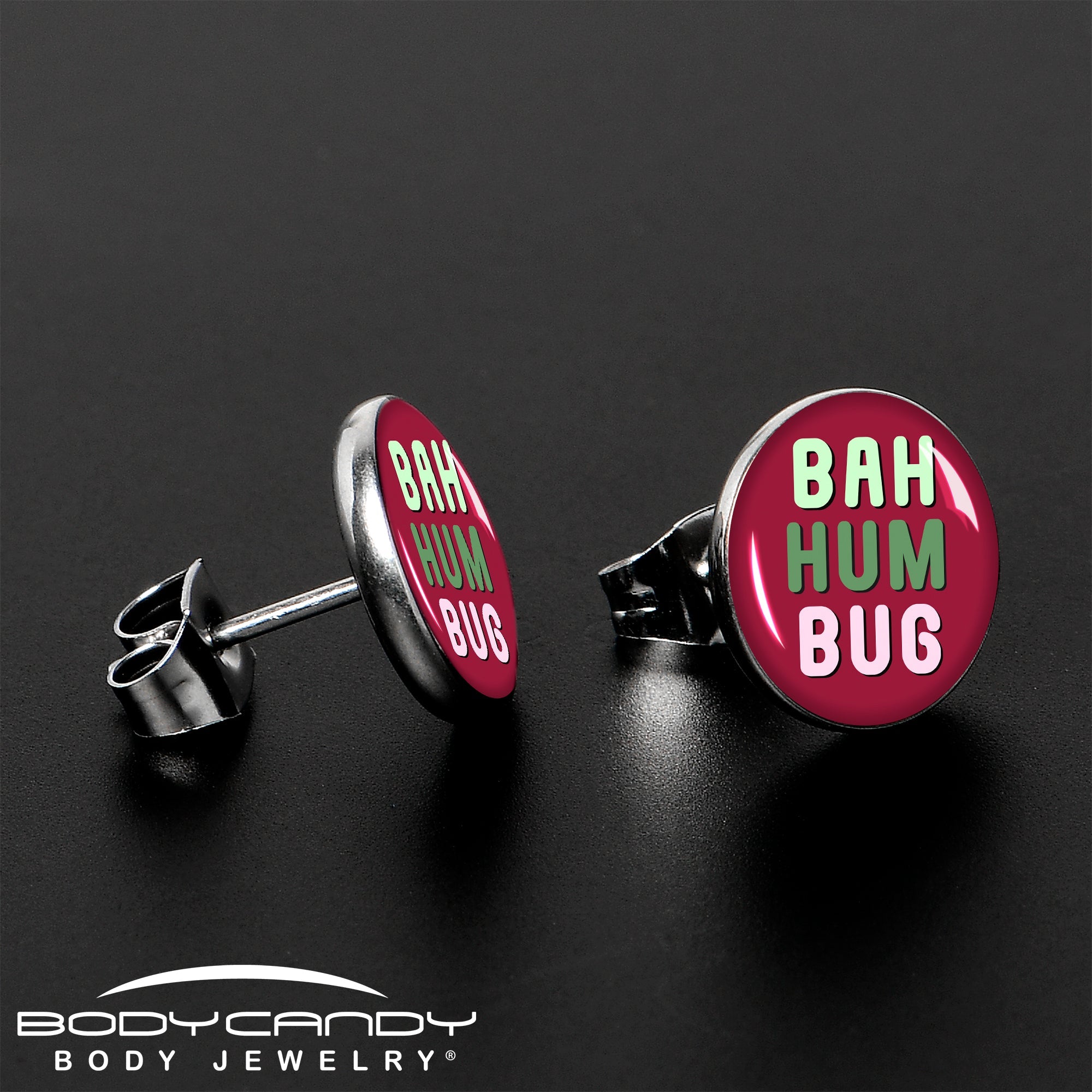 BodyCandy Bah Humbug Holiday Grouch Stud Earrings by Onyx O — lifestyle context