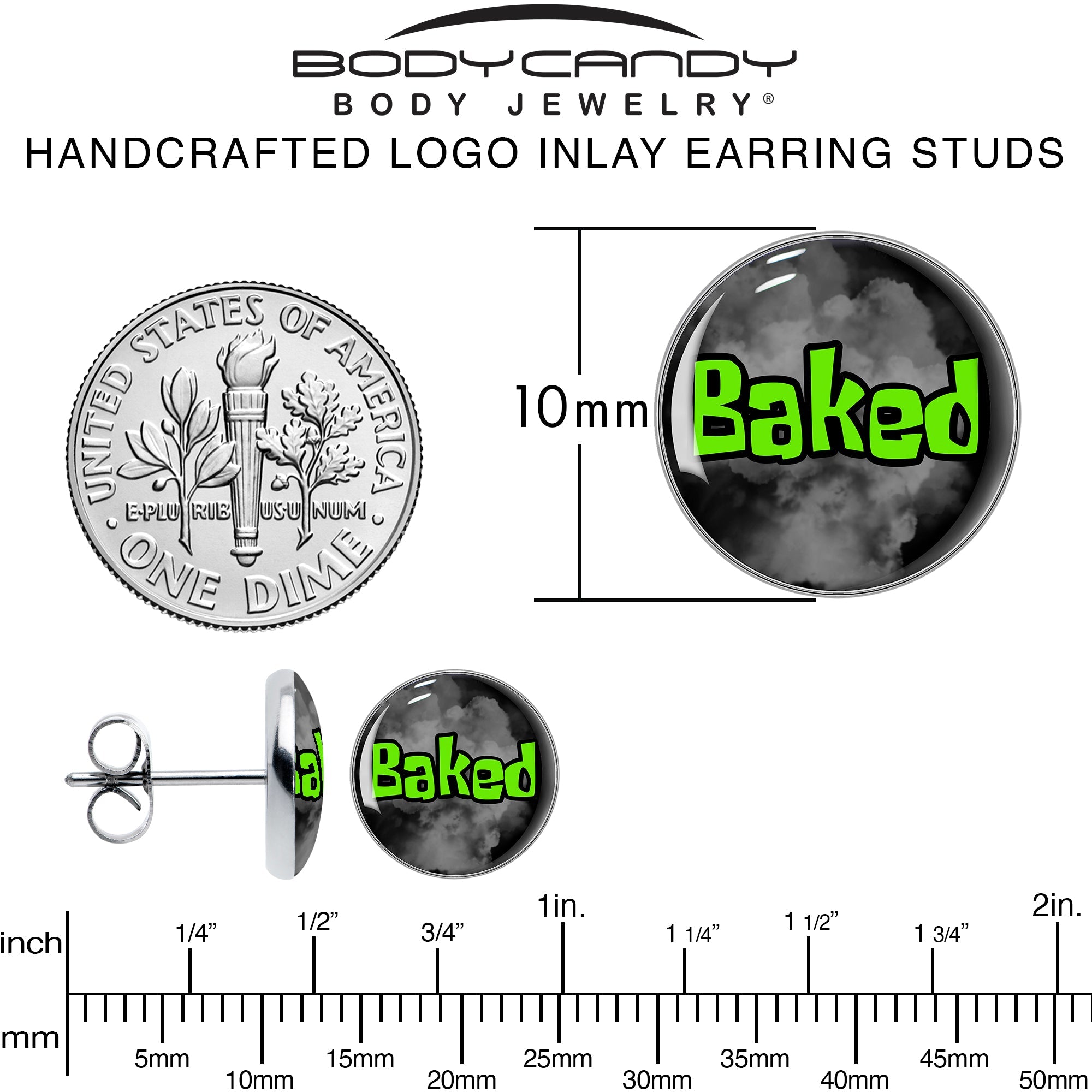 BodyCandy Logo Baked Stoner Stud Earrings by Onyx O — alternative angle
