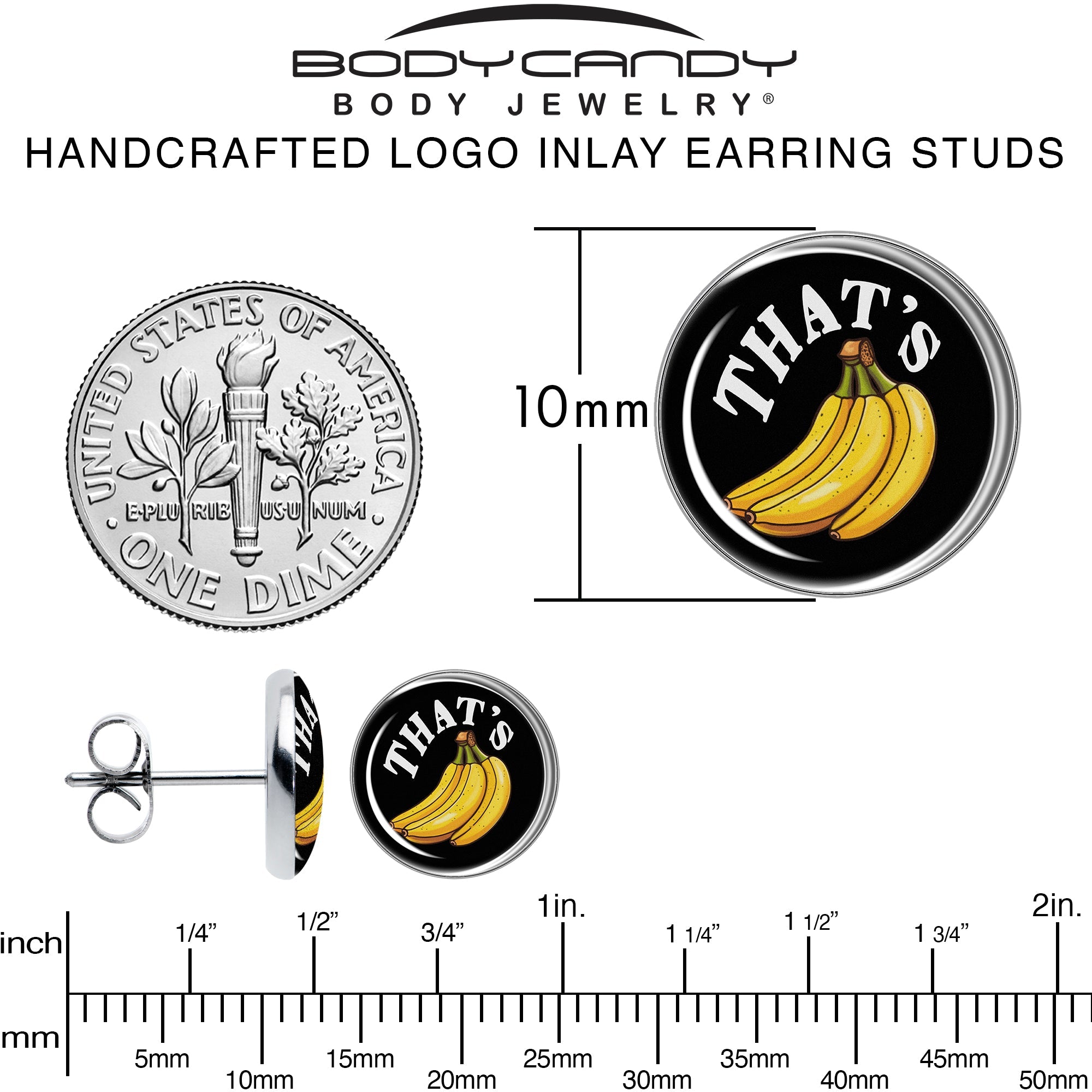 BodyCandy That is Bananas Stud Earrings by Onyx O — alternative angle