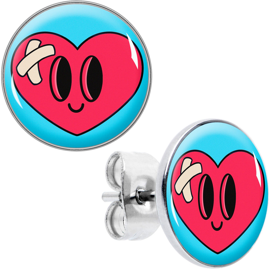 BodyCandy Heartbreak Bandaged Heart Stud Earrings by Onyx O — main product shot
