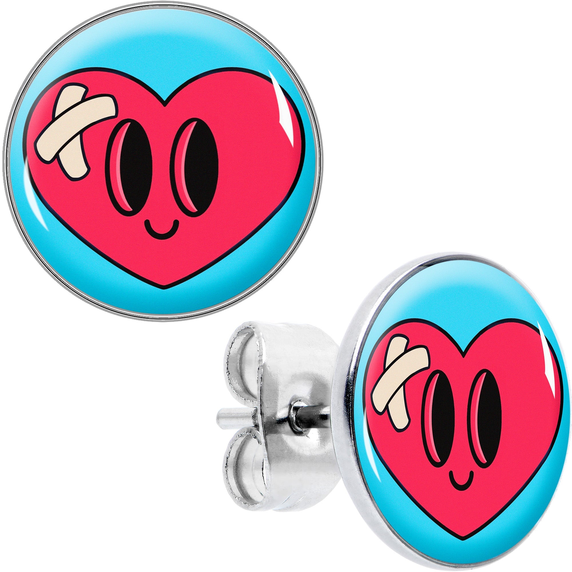 BodyCandy Heartbreak Bandaged Heart Stud Earrings by Onyx O — main product shot