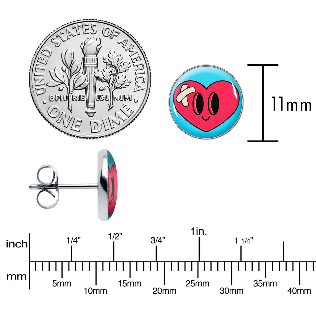 BodyCandy Heartbreak Bandaged Heart Stud Earrings by Onyx O — alternative angle