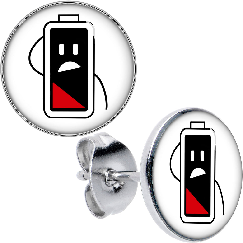 BodyCandy Battery Empty Stud Earrings by Onyx O — main product shot