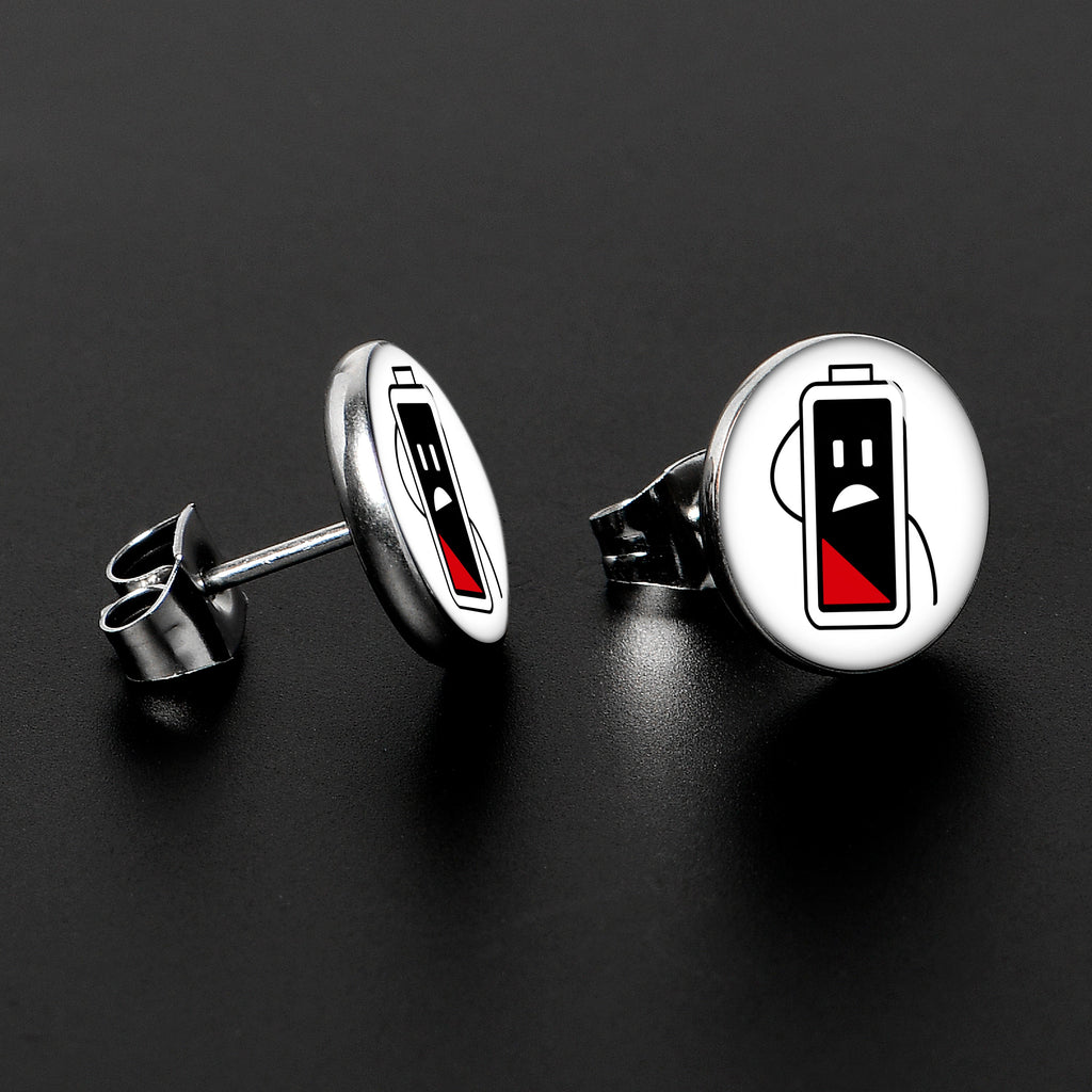 BodyCandy Battery Empty Stud Earrings by Onyx O — lifestyle context