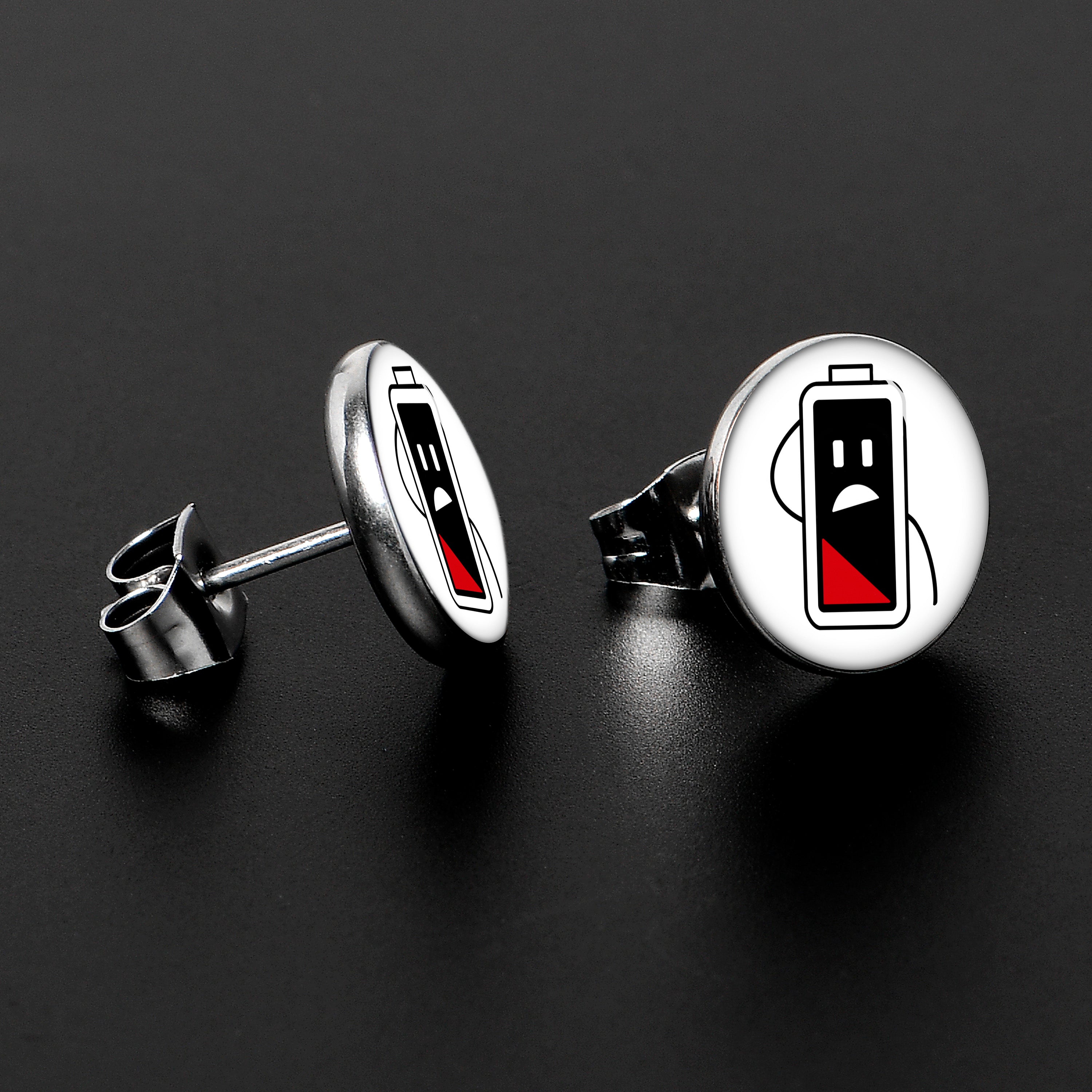 BodyCandy Battery Empty Stud Earrings by Onyx O — lifestyle context