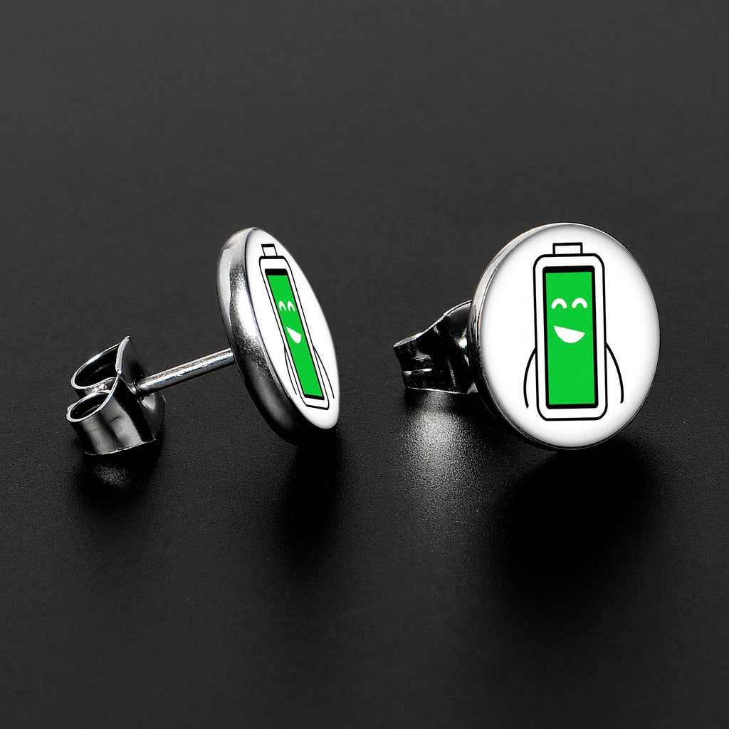 BodyCandy Battery Full Stud Earrings by Onyx O — lifestyle context