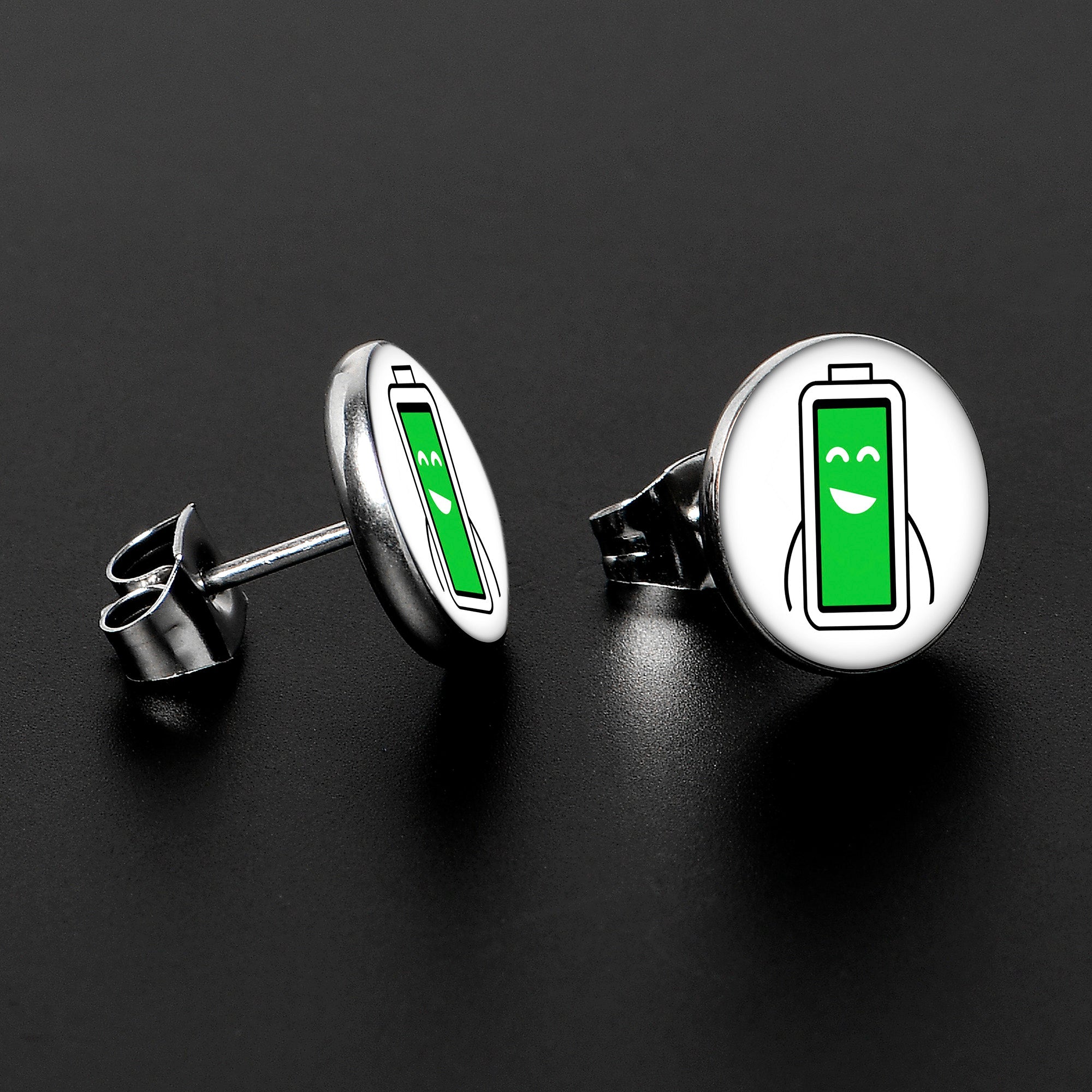 BodyCandy Battery Full Stud Earrings by Onyx O — lifestyle context