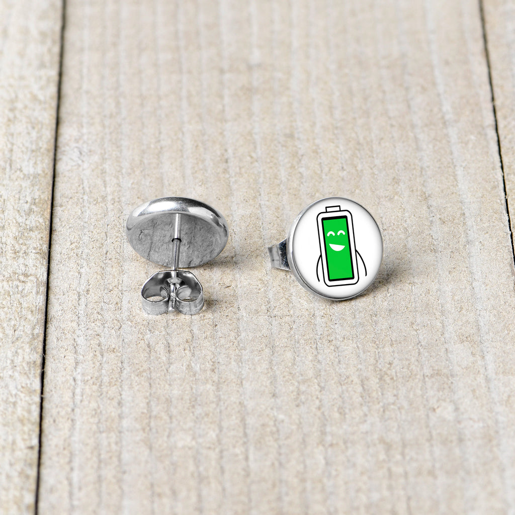 BodyCandy Battery Full Stud Earrings by Onyx O — back view